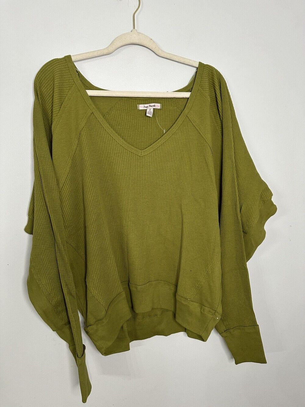NWT Free People S Santa Clara Thermal Top Shirt Ferngully Oversized Slouchy